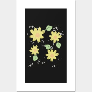 Simple Yellow Watercolor Floral Pattern Posters and Art